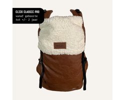 ByKay Click Classic - draagzak baby - ergonomisch - tot 18kg - newborn tot 2 jaar - comfortabel en snel - bruin - Pilot Leather Teddy Light Brown