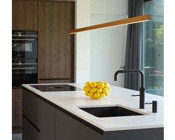 BYLUM Lamp boven kookeiland - 120cm - 100% Massief wengehout - Dimbare LED verlichting - Houten hanglamp - Hanglamp keukeneiland - Hanglamp eettafel