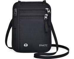 ByMetz® Nektasje - Paspoorttasje - Paspoorthouder met RFID blokkering - Reistasje ideaal voor onder de kleding - Reisportemonnee - Zwart