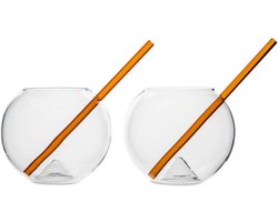 ByOn Glazen Met Rietjes Magaluf 2-Pack Oranje