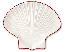 Byon Shell visbord / schaal 16x13cm H2cm wit / rood