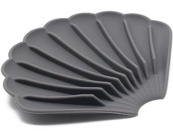 Bypass Drainage Soap Box - Die Cut Silicone Free Dish - Non Slip Holder for Kitchen Bathroom - Soft Rubber Soap Pad - Grey