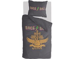 Byrklund Dekbedovertrek Get Rocked - 140x220 - 100% Katoen - Antraciet