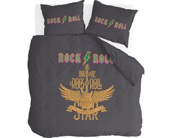 Byrklund Dekbedovertrek Get Rocked - 200x220 - 100% Katoen - Antraciet