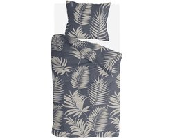 Byrklund Dekbedovertrek Pretty Palm - 140x220 - 100% Katoen - Grijs / Blauw