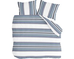 Byrklund Dekbedovertrek Two Ways - 200x220 - 100% Katoen - Wit / Blauw