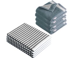 Byrklund Keuken- en Theedoeken set Dry Dishes & Dry Hands Blauw - 8-delige Set - 100% Katoen - Hoge Absorptie & OEKO-TEX