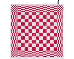 Byrklund Keukenhanddoeken set Clean & Fresh – 6 stuks – Keukendoeken 50x50 met lusje - 100% Katoen – Vintage look Ruit – Rood