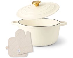 Byron gietijzeren braadpan 24 CM - Met deksel, pannenlap en ovenwant