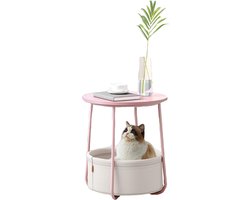 ByRoos Bijzettafel - 1 stuk - Bijzettafeltjes woonkamer - Bijzettafel bank - Bijzettafel rond - Roze - Licht roze - Salontafel met opbergruimte
