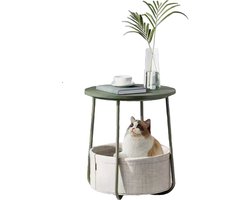 ByRoos Bijzettafel - 1 stuk - Bijzettafeltjes woonkamer - Bijzettafel bank - Rond - Sage - Groen - Salontafel met opbergruimte