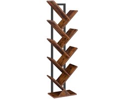 ByRoos Kast - 1 stuk - Boekenkast - Plankenkast - Open kast - Hoge Kast - Kast met planken - Industriële kast - Hoge kast - Industrieel - Huiselijke kast - Studeerkamer - Kantoor - Gangkast - Hout - Stalen frame - Bruin