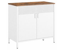ByRoos Kast - 1 stuk - Kastje - Opbergkast - 2-deurs - Kast met opbergruimte - Industrieel - Multifunctioneel - Slaapkamerkast - Woonkamerkast - Studeerkamerkast - Gangkast - Wit - Houten blad