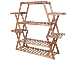 ByRoos Kast - 1 stuk - Plantenstandaard - Plantenkast - Plantenpotten standaard - Plankenkast - Open kast - Kast met planken - Huiselijke kast - Studeerkamer - Balkonkast - Tuinkast - Gangkast - 5-laagse kast - Hout - Bruin