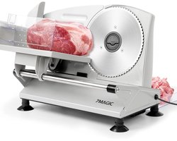 ByRoos Keukenapparatuur - vleessnijmachine - Voor thuisgebruik - Voor professionele Keukens - Keukenmachine - Professionele keukenapparatuur - Makkelijk schoon te maken - Vleeswaren - Zilver - Staal