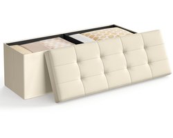 ByRoos Meubilair - Bank - Opbergbank - Bank Met Opberg - Gangbank - Opbergruimte - Bankje - Hocker - Voetenbankje - 110CM - 131 LiterStof - Wit