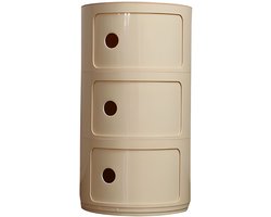 ByRoos Nachtkastje - Nachtkastjes industrieel - 3 laags - Rond - Industrieel - Modern - Bijzettafeltjes woonkamer - Beige - Creme