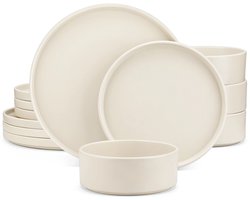 ByRoos Serviesset - 8 persoons - Serviessets - Keramisch - 24 stuks - Kommen - Diner borden - Ontbijt borden - Wit - Creme - Beige
