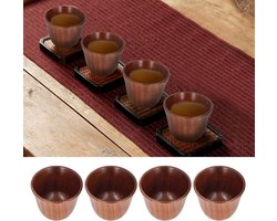 ByShane - Houten Theekopjes 4 Stuks 75ml Natuurlijk Hout Gezond Veilig Retro Stijl Hittebestendig Theekopjes met Isolatie
