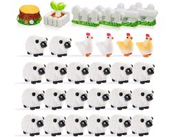 ByShane - Miniatuur decoratieve witte schaapfiguren 30 stuks voor tuin en poppenhuis - hars taartdecoratie - micro-landschap ornament - bonsai accessoires