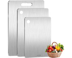 ByShane - Roestvrijstalen snijplank set voor keukenwerkblad - 3 stuks - Duurzaam en zwaar - Keuken snijplanken van roestvrij staal