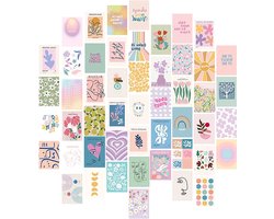 ByShane - Wandcollages set met 50 esthetische boho posters voor slaapkamerdecoratie Met deze vintage VSCO wandcollage kit creëer je een unieke slaapdroom voor meisjes