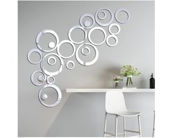 Byshayne- Muurstickers 24 Stuks - Wanddecoratie - Decoratieve Spiegels - Muurdecoratie Woonkamer - Eenvoudig Aanbrengen - Herbruikbaar zonder Resten