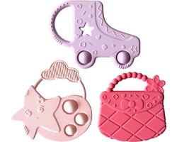 ByTwinly Bijtring Baby - Bijtring Siliconen - Bijtringen - Koelbijtring - 100% Siliconen - BPA Vrij - Baby Speelgoed - Met Pop It - Baby - Bijtspeeltje - Doorkomende Tandjes - Kraamcadeau - Babyshower Cadeau - Bijtspeelgoed - Sinterklaas