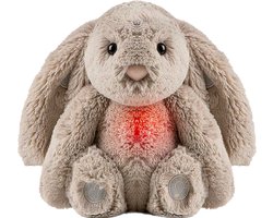 ByTwinly Hartslag Knuffel - Slaapknuffel Konijn - White Noise Knuffel - Muziek Knuffel - Witte Ruis Geluid En Rood Licht - Konijn Knuffel Bedtijd - Pluche - Huilsensor - Heartbeat - Baarmoeder Geluiden - Kraamcadeau - Baby - Sinterklaas Cadeautjes