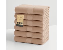 ByViento Luxe Handdoeken – Set van 6 – 50×90 cm – Beige – Hotelkwaliteit – 100% Katoen – 600 g/m²