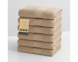 ByViento Luxe Handdoeken – Set van 6 – 50×90 cm – Beige Taupe – Hotelkwaliteit – 100% Katoen – 500 g/m²