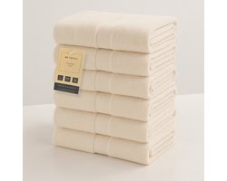ByViento Luxe Handdoeken – Set van 6 – 50×90 cm – Natuur Crème – Hotelkwaliteit – 100% Katoen – 600 g/m²