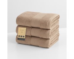 ByViento Luxe Handdoeken XL – Set van 3 – 70×130 cm – Beige Taupe – Hotelkwaliteit – 100% Katoen – 500 g/m²