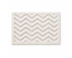 ByViento Luxe Katoenen Badmat 50 x 80 cm – Zacht & Hoog Absorberend – Wit/Crème – Golf Patroon – Hotel Kwaliteit