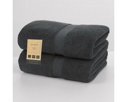 ByViento Luxe Sauna Handdoeken XXL – Set van 2 – 90×150 cm – Antraciet – Hotelkwaliteit – 100% Katoen – 600 g/m²