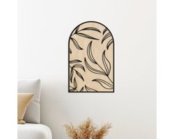 ByWOOM - Framed 27x42 cm Leaves bow - Wanddecoratie Hout - Muurdecoratie Hout - Wall Art - Home Decor - Gelaserde hout decoratie - Wall Panels