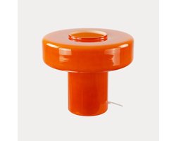 C-creation - Foza XL - Retro Tafellamp Oranje - Vintage Tafellamp - Glazen Tafellamp - Grote Tafellamp - Mushroom Design