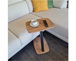 C Salontafel met Wielen - Banktafel - Bijzettafel Nestelende Salontafel - Serveertafel - Laptopstandaard op Wielen - Wiel C Tafel - Studiebureau - Notebook Computer Bureau - Ovale Bijzettafel - Omkeerbaar Gebruik - 44x30x58 cm - Okkernoot