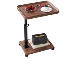 C-vormig bijzettafeltje 360° draaibaar, verstelbare hoogte met wieltjes, schuifbaar onder de bank, tv-tafeltje, multifunctioneel bijzettafeltje voor laptop en eten op de bank