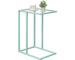 C-vormige bijzettafel – Bank bijzettafels en kleine koffietafel, ideaal voor sofa, bed of laptop, glasmateriaal, groen