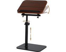 C-vormige bijzettafel - Draaibare nachttafel - Laptop en drankjes - In hoogte verstelbaar - 45-80 cm hoogte - Walnootbruin