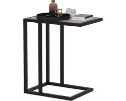 C-vormige bijzettafel met marmeren look - Smalle salontafel voor bank en bed