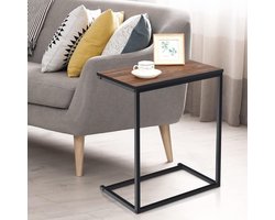 C-vormige bijzettafel - Nachtkastje Tafel - Bank bijzettafel - Ruimtebesparend design - 35 x 55 x 65 cm - Donker houtkleur