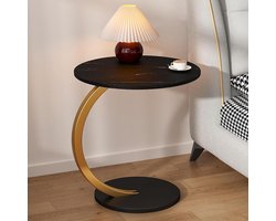 C-vormige bijzettafel - Roltafel banktafel - Woonkamer organiseren - Past onder bank - 40x60 cm - Zwart Goud