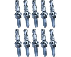 - C53999 - Set van 10 ankerbouten ankerbouten lange schroefdraad, spreidpluggen - M6 x 45 mm - van verzinkt staal - voor beton, steen, massief materiaal