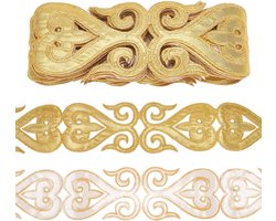 Ca. 4,37 meter gouden hart borduurlinten, 6 cm breed, voor het naaien van kostuums en jurken, woondecoratie, kleding, accessoires