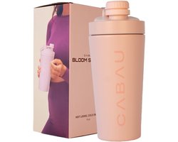Cabau Lifestyle - Bloom Thermos Shaker - Pink - Langdurig koud & warm - 600 ml - Fijne drinktuit en stevige dop - Hoogwaardige RVS Shaker - Dubbelwandig - Thermo Shakebeker