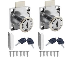 Cabinet Lock with Key - 22 mm Furniture Lock - Cam Lock - RVS Cabinet Lock voor Lades en Kasten (Pack van 2)