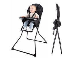 Cabino Kinderstoel Inklapbaar – Eetstoel Baby – Compact en Opvouwbaar – Geschikt vanaf 6 Maanden – Zwart