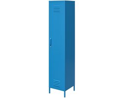 Cache|Hoge kast met 1 deur in metaal blauw